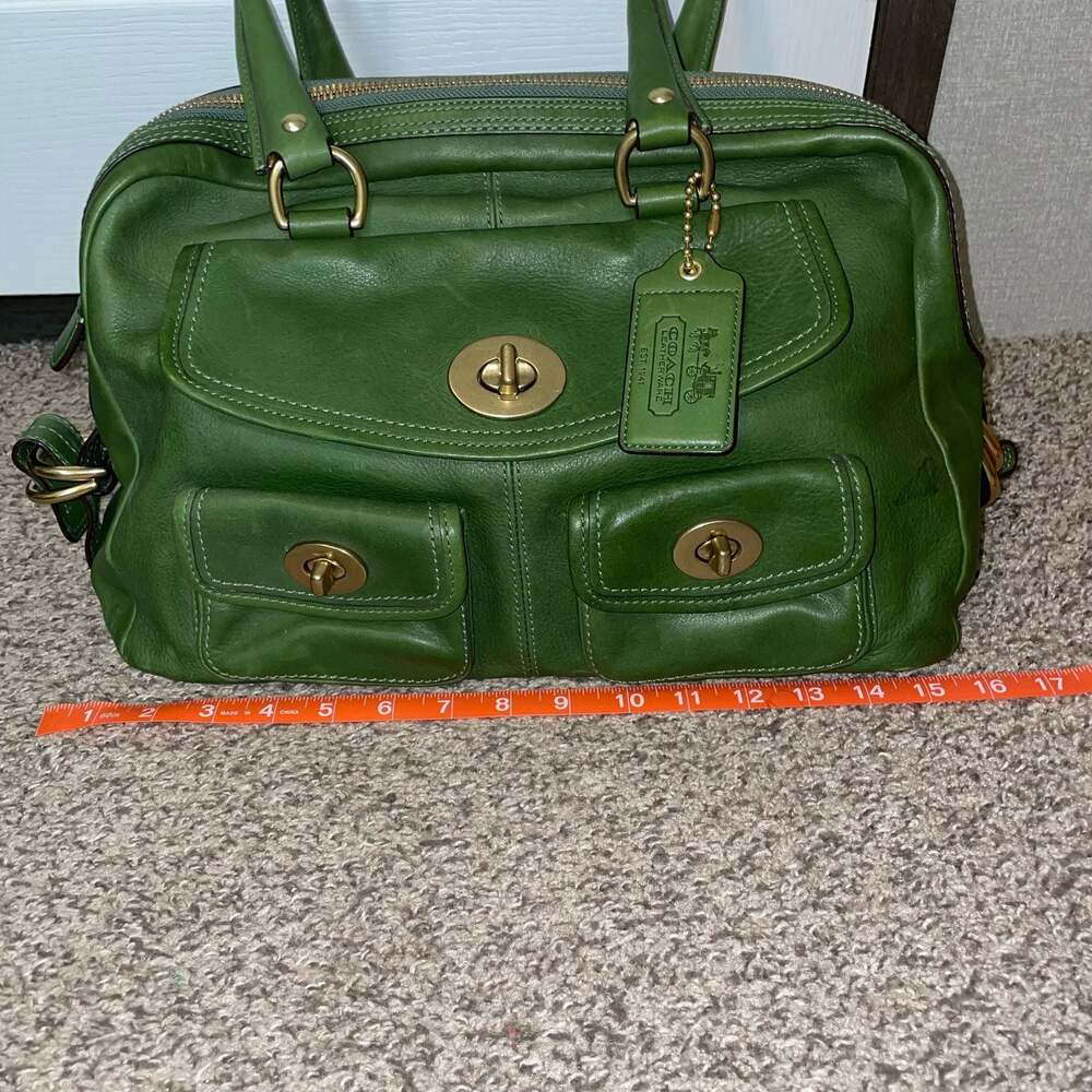 Coach Bleecker Street Limited Edition Peyton Satchel 12791 Green Legacy Leather - Picture 12 of 13